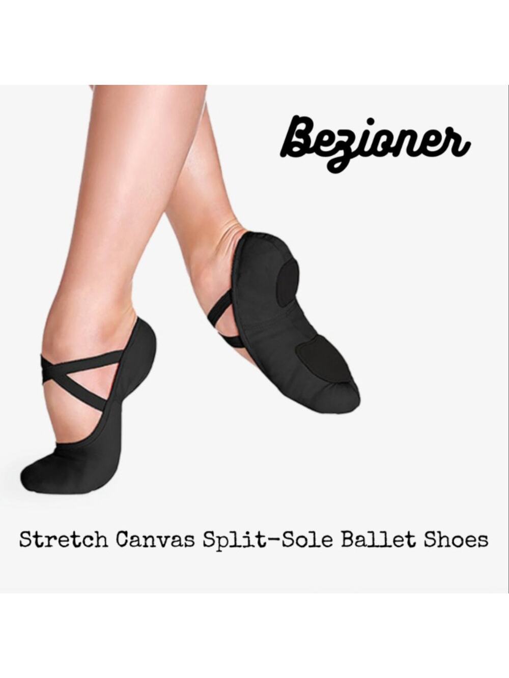 BEZIONER Womens "Bliss" Stretch Canvas Split-Sole Ballet Shoes size 10 --- NEW